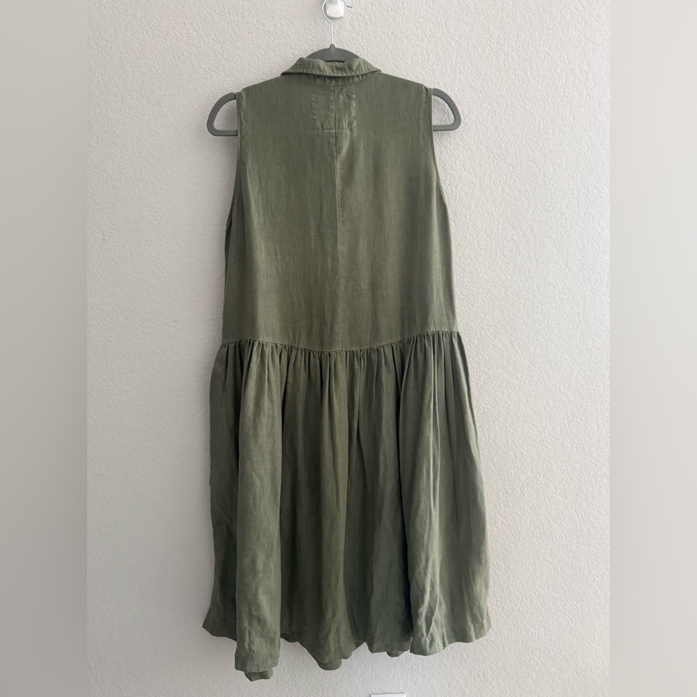 Frank & Eileen DAPHNE Linen Sleeveless Dress in Olive - Picture 5 of 6